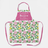 Tablier Pink Hydrangea Lemons Citrus Queen of the Kitchen (Recto)