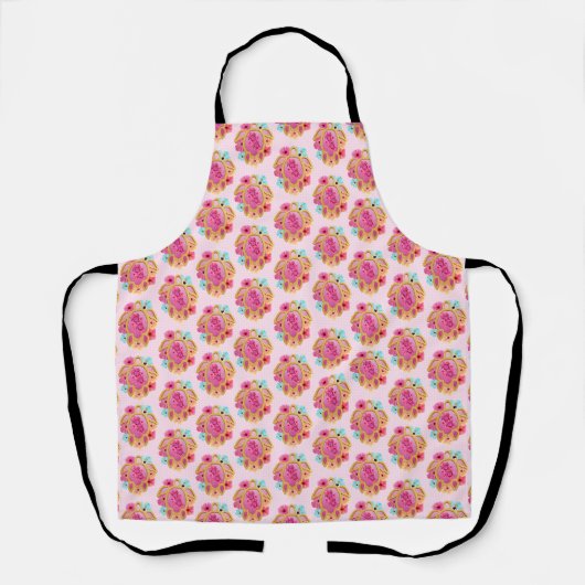 Tablier Pink Island Tortues de mer tropicales Floral (Recto)