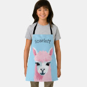 Tablier Pink Llama Portrait Blue Arrière - plan Nom person (Insitu)
