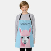 Tablier Pink Llama Portrait Blue Arrière - plan Nom person (Porté)