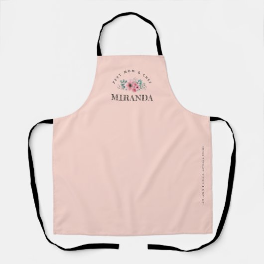 Tablier Pink Minimalist Best Mom & Chef Apron personnalisé (Recto)