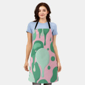 Tablier Pink Mint Green Melting Drip Pattern Abstract (Porté)