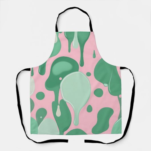 Tablier Pink Mint Green Melting Drip Pattern Abstract (Recto)