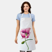 Tablier Pink pavot aquarelle de fleurs art (Porté)