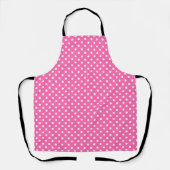 Tablier Pink polka dot apron with black straps, shown flat (Recto)
