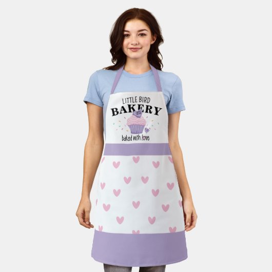 Tablier Pink Purple Cupcake Customizable Bakery (Porté)