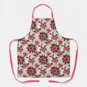 Tablier Pink Retro Noël Floral Plaid Joyeux Noël (Recto)