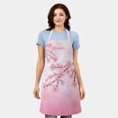 Tablier Pink Sakura Bloom Branches florales & Nom personna (Porté)