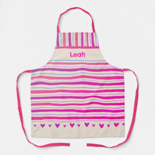 Tablier Pink Stripe Coeurs mignonnes Inspirivity Personnal