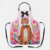 Tablier Pink Tiger Floral Bow Aesthetic Chic Artistic (Recto)