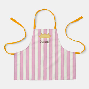 Tablier Pink Victorian Stripes Nom personnalisé Princesse