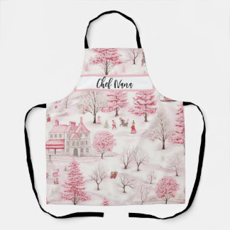 Tablier Pink Winterscape Snowland Wonderland Noël Nana