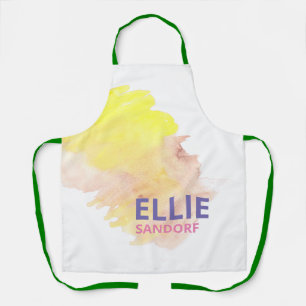 Tablier Pink Yellow Grunge Nom personnalisé Chef Baker Apr