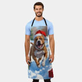 Tablier Pitbull Dog courir dans la neige avec le Casquette (Porté)