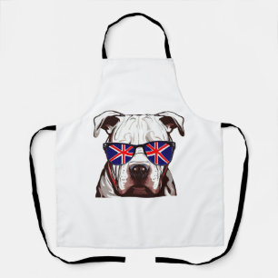 Tablier Pitbull portant des lunettes de soleil Union Jack