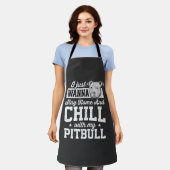 Tablier Pitbull Reste à la Maison et Design Chill (Porté)