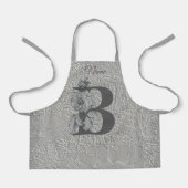 Tablier Pivoine argentée Élégant monogramme initial B Nom (Recto)
