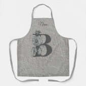 Tablier Pivoine argentée Élégant monogramme initial B Nom  (Recto)