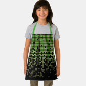 Tablier Pixels d'ordinateur 8 bits - Pluie noire verte pou (Insitu)