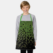 Tablier Pixels d'ordinateur 8 bits - Pluie noire verte pou (Porté)