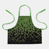 Tablier Pixels d'ordinateur 8 bits - Pluie noire verte pou (Recto)