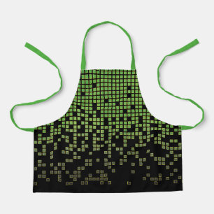 Tablier Pixels d'ordinateur 8 bits - Pluie noire verte pou