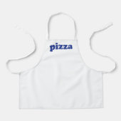 Tablier Pizza blanc bleu moderne typographie solide drôle (Recto)