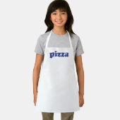 Tablier Pizza blanc bleu moderne typographie solide drôle (Insitu)