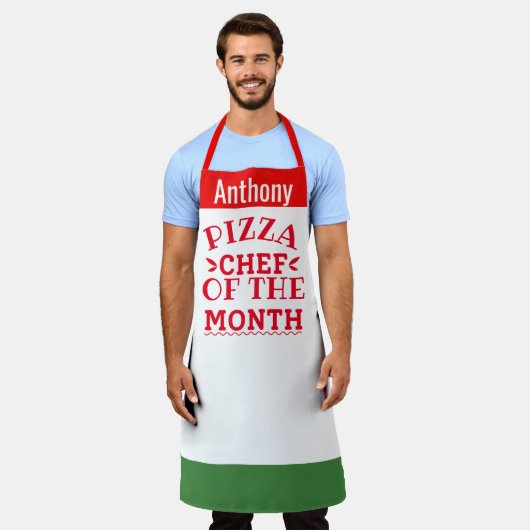 Tablier Pizza Chef du mois - ajouter le nom (Porté)