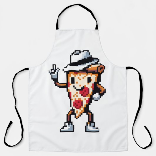 Tablier Pizza Slice Dansant - Pixel Drôle Art Conception a (Recto)