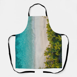 Tablier Plage de l'île tropicale Palmiers Océan bleu aqua