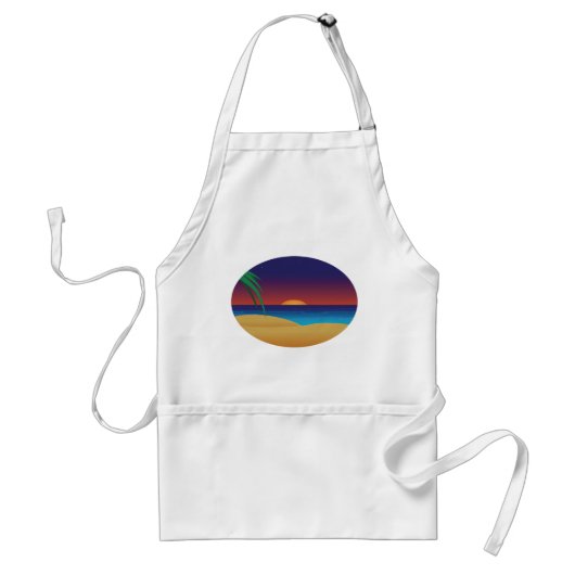 Tablier Plage de Sunset Tropical Palm Feuille Ocean Waves (Devant)