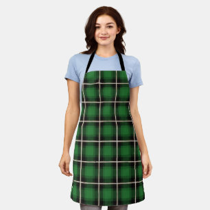 Tablier Plaid À damiers Festive vert, blanc et laiton