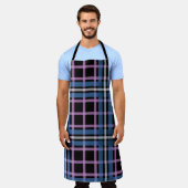 Tablier Plaid Apron – Blue & Lavender Checkered Kitchen (Porté)