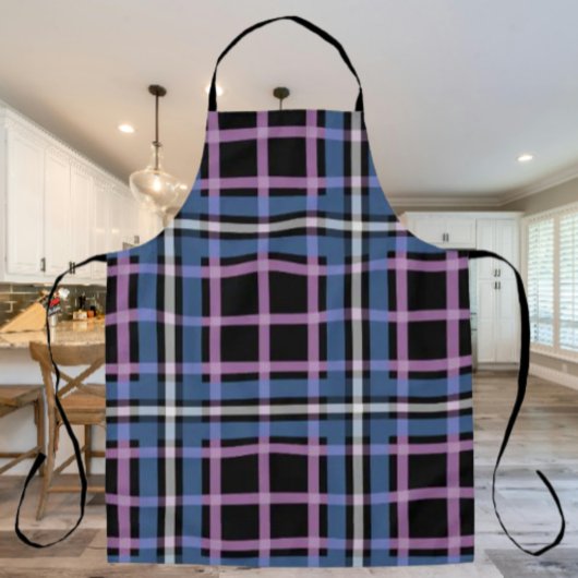 Tablier Plaid Apron – Blue & Lavender Checkered Kitchen