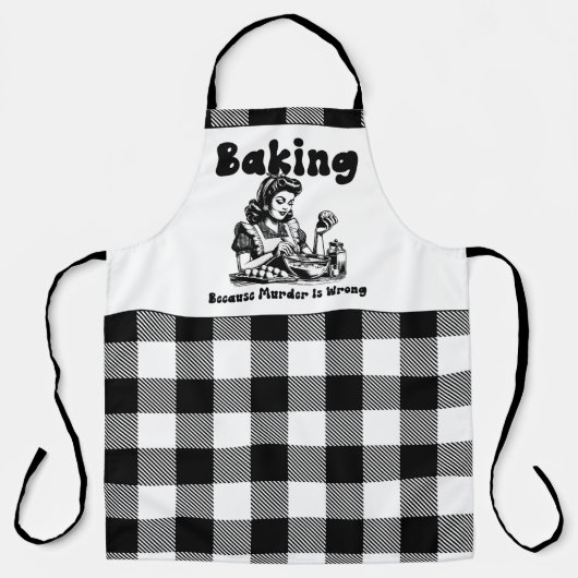 Tablier Plaid Arpon Retro Humour Baking parce que le meurt (Recto)