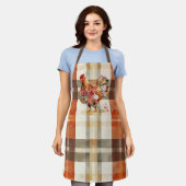 Tablier Plaid Automne avec design Rooster Coloré (Porté)