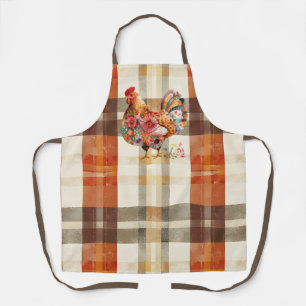 Tablier Plaid Automne avec design Rooster Coloré