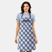 Tablier Plaid bleu (Porté)