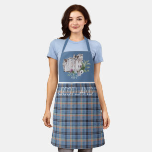 Tablier Plaid bleu avec Scotland Castle