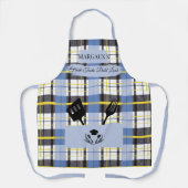 Tablier Plaid bleu personnalisé avec Cuisine Ustensiles Po (Recto)