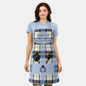 Tablier Plaid bleu personnalisé avec Cuisine Ustensiles Po (Porté)
