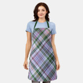 Tablier Plaid bleu sauvage bleu, rose et vert (Porté)