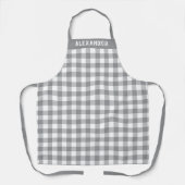 Tablier Plaid Buffalo Personnalisé Gris Rustique Blanc (Recto)