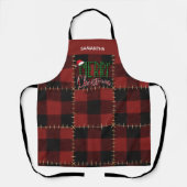 Tablier Plaid Buffalo Rouge Rustique Nom Personnalisable (Recto)