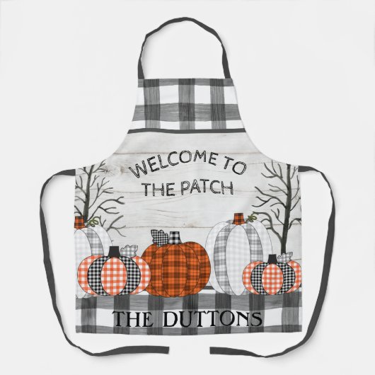 Tablier Plaid Citrouille Automne automne personnalisé Apro (Recto)