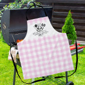 Tablier Plaid de buffle blanc et rose