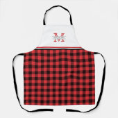 Tablier Plaid de buffle rouge et noir | Monogramme (Recto)