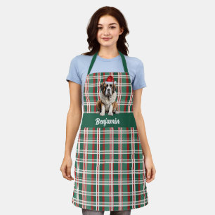 Tablier Plaid de Noël Saint Bernard Père Noël Chien de Noë