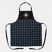 Tablier Plaid Diamond Initial Dark Blue + Black Apron (Recto)